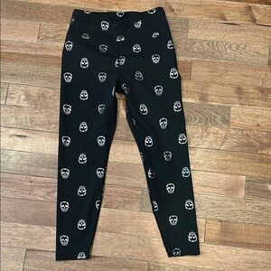 Nanette Lepore Black and Silver Leggings with Skull Pattern